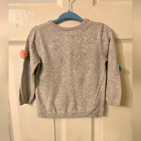 Baby Girl H&M Grey Cardigan with  Multocoloured Pom Poms Size 9-12M - Picture 2 of 3